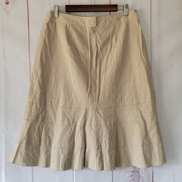 Dressbarn Linen Blend Midi Skirt, Women’s 12, Khaki, Lightweight, Flowy, Boho - Picture 2 of 6